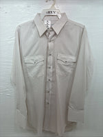 New Men’s H Bar C White Stripe Long Sleeve Pearl Snap 16.5 Large AA-38