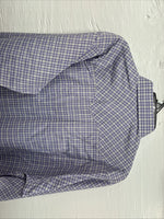 New Men’s White Horse Purple Plaid Long Sleeve Pearl Snap XL M-70
