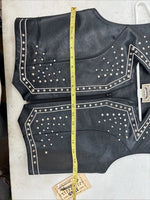 New Women’s 1848 RanchWear Black Rhinestone Sleeveless Vest Zip Up Large YY-37