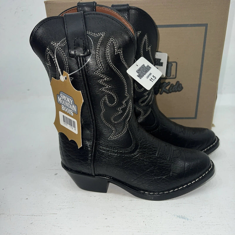 New Children’s Black Smoky Mountain Cowboy Boots. 1117C 11.5 11 1/2 R. 24-106