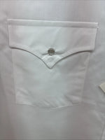New Men’s ELY Cattleman White Long Sleeve Pearl Snap 16.5 X 34 Large AA-39