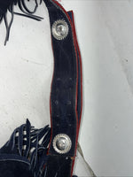 NOS Navy Red Show Chaps With Fringe Adjustable Waist 39” N-49
