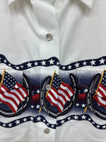 New Women’s Cumberland White Designed Short Sleeve Pearl Snap MM-70