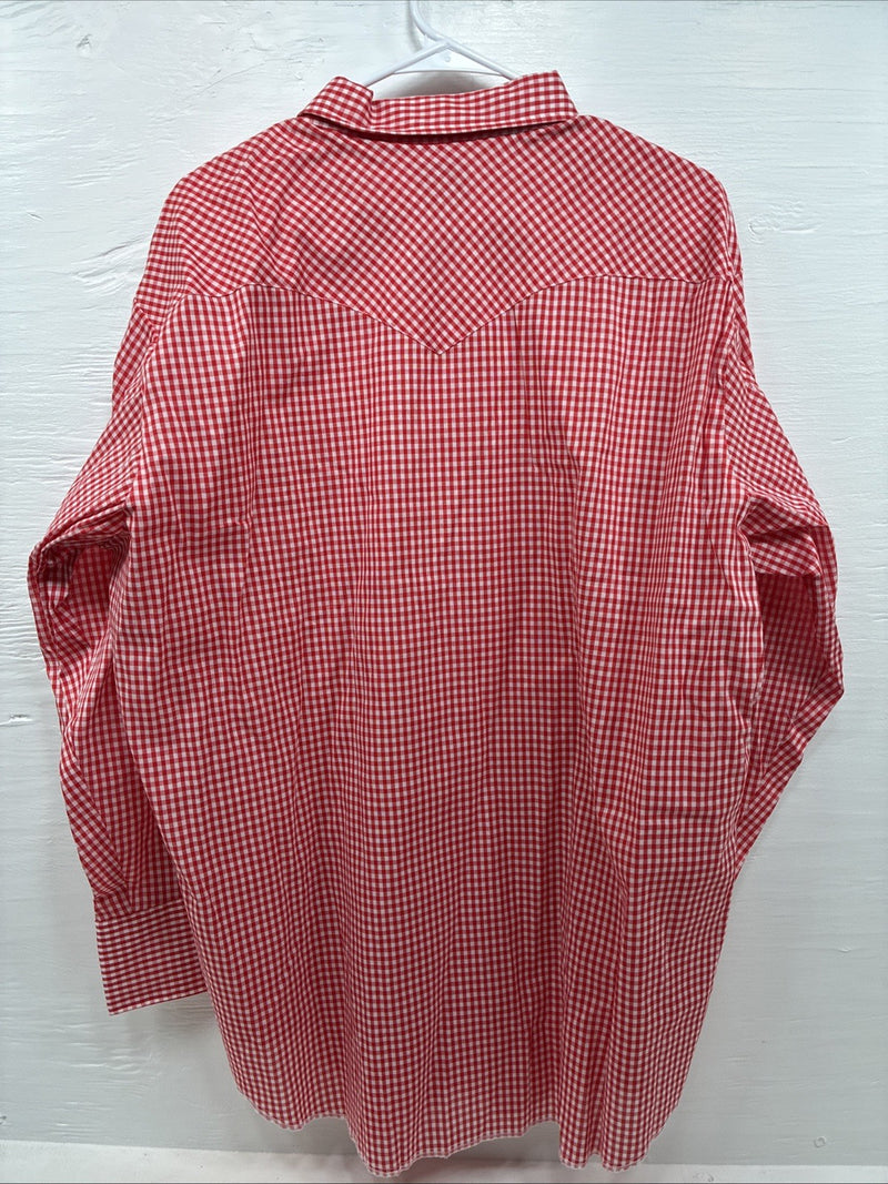 New Men’s H Bar C Red Checkered Long Sleeve Pearl Snap 2XL H-43