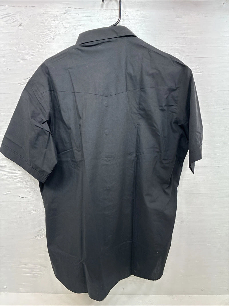 New Men’s ELY Cattleman Black Short Sleeve Pearl Snap 17 XL CC-8
