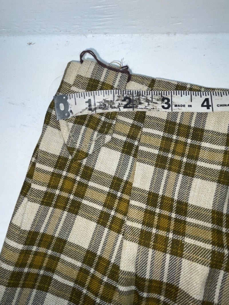 New Vintage Brown Plaid Ranch Polyester Pants SS-92
