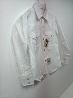 New Boys ELY Cattleman Cattleman White Long Sleeve Pearl Snap Size 10 DD-95