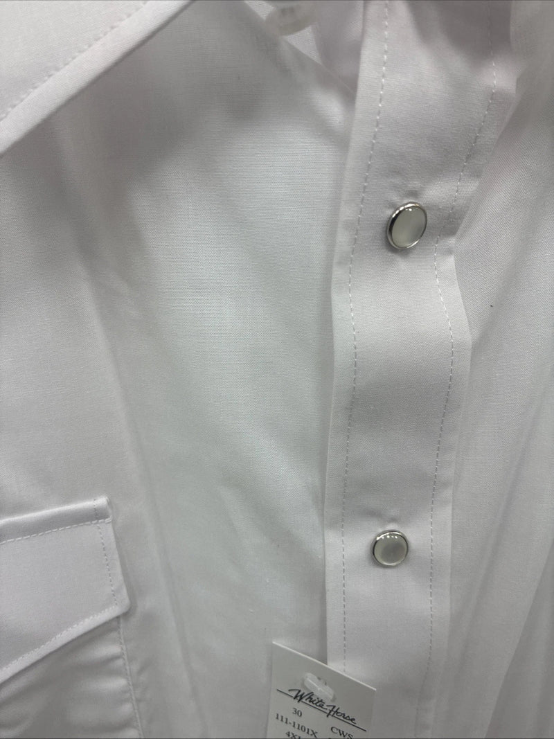New Men’s White Horse White Long Sleeve Pearl Snap 4XL E-95