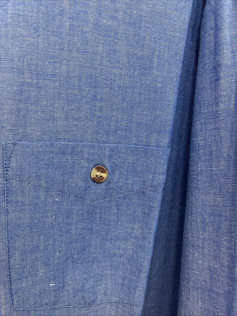 New Men’s ELY Cattleman Blue Long Sleeve Button Up 20.5 X 36 4XL E-66