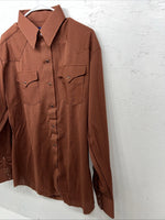 New Men’s Burgundy Panhandle Slim Long Sleeve Pearl Snap Shirt. 15.5x35 M S-12