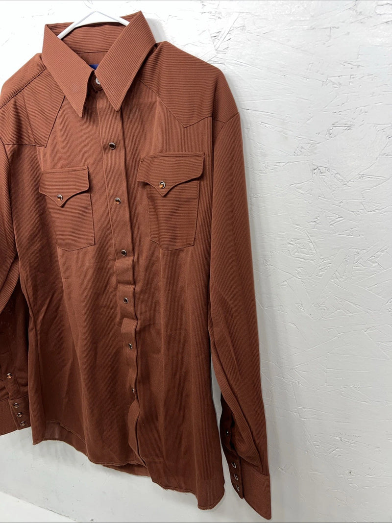 New Men’s Burgundy Panhandle Slim Long Sleeve Pearl Snap Shirt. 15.5x35 M S-12