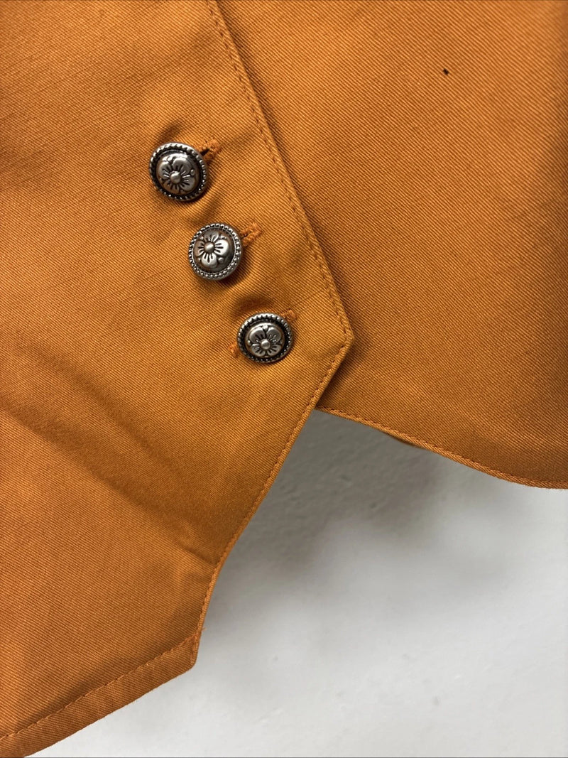New Women’s Cumberland Orange Black Short Sleeve Button Up Large MM-134