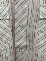 New Men’s Tem Tex Pink White Stripe Long Sleeve Pearl Snap 16 X 33 Large M-25