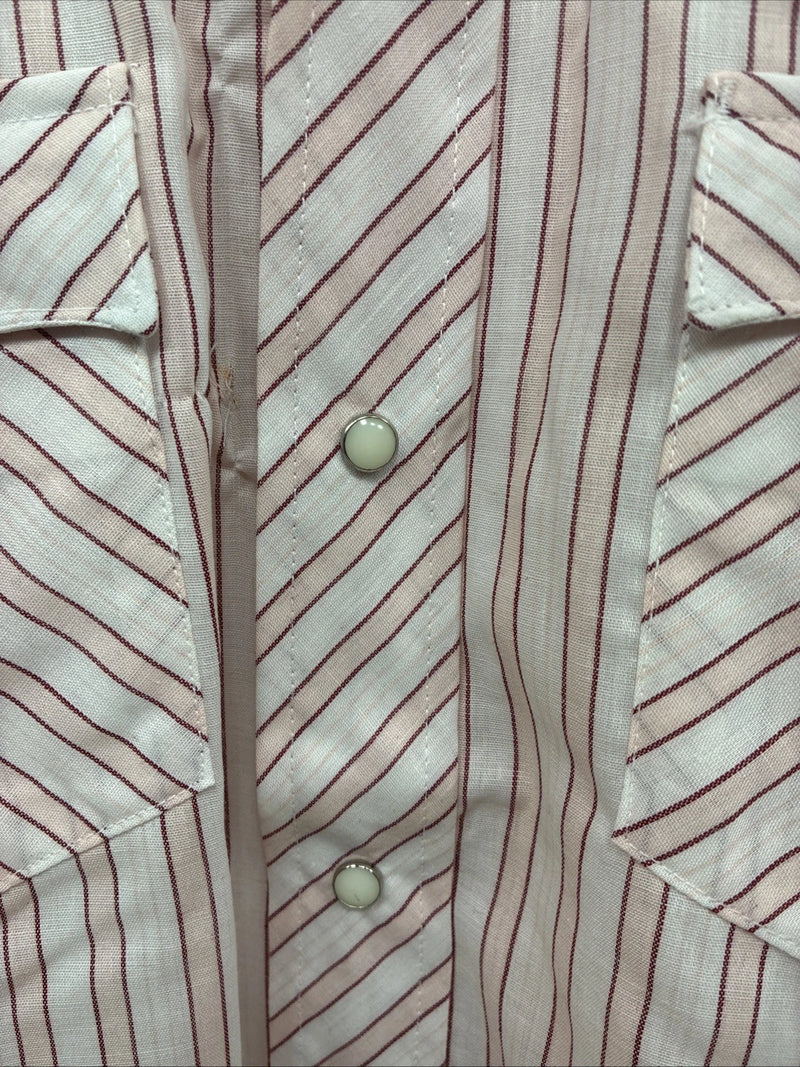 New Men’s Tem Tex Pink White Stripe Long Sleeve Pearl Snap 16 X 33 Large M-25