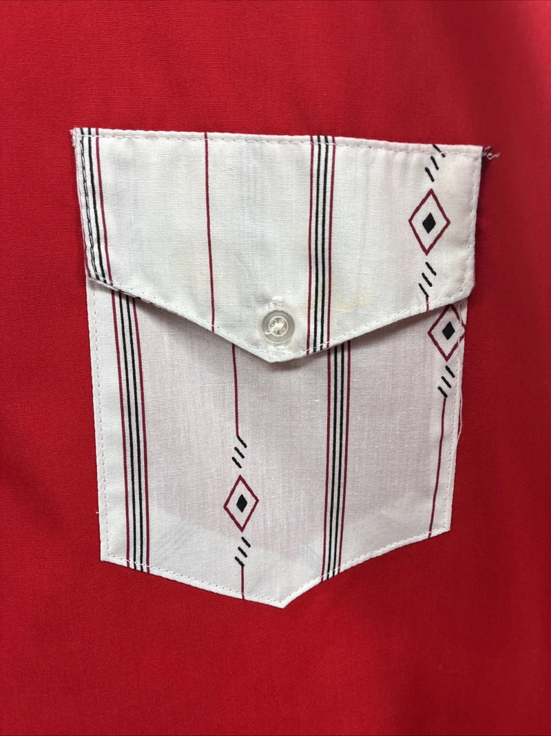 New Men’s Cowboy Threads Red Designed Short Sleeve Button Up Large CC-47