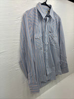 New Men’s ELY Cattleman blue Stripe Long Sleeve Pearl Snap 15.5 Medium Q-106