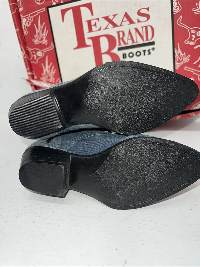 New Children’s Blue Denim Lace Up Cowboy Texas Brand Boots. 9 D. 24-41