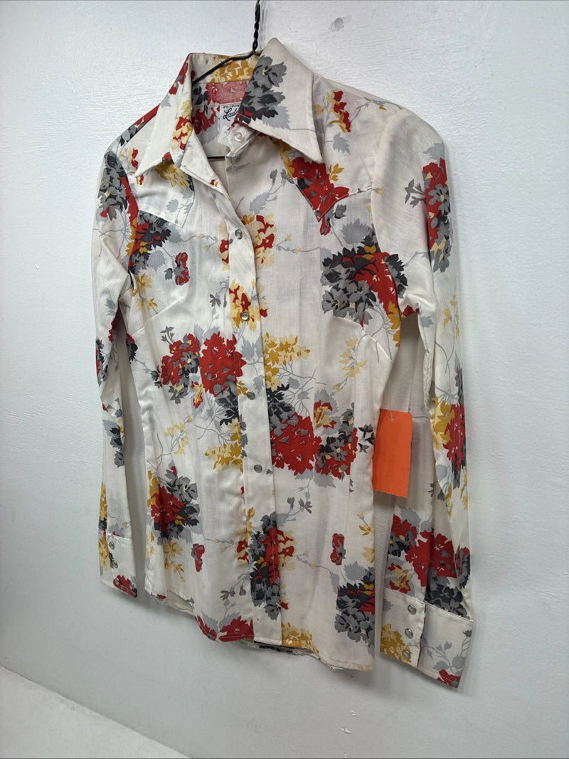 New Women’s Dickson Jenkins Floral Long Sleeve Pearl Snap Size 30 KK-3