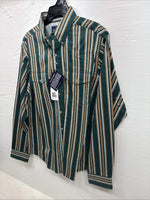 New Kids Wrangler Green Stripe Long Sleeve Button Up XL CC-89