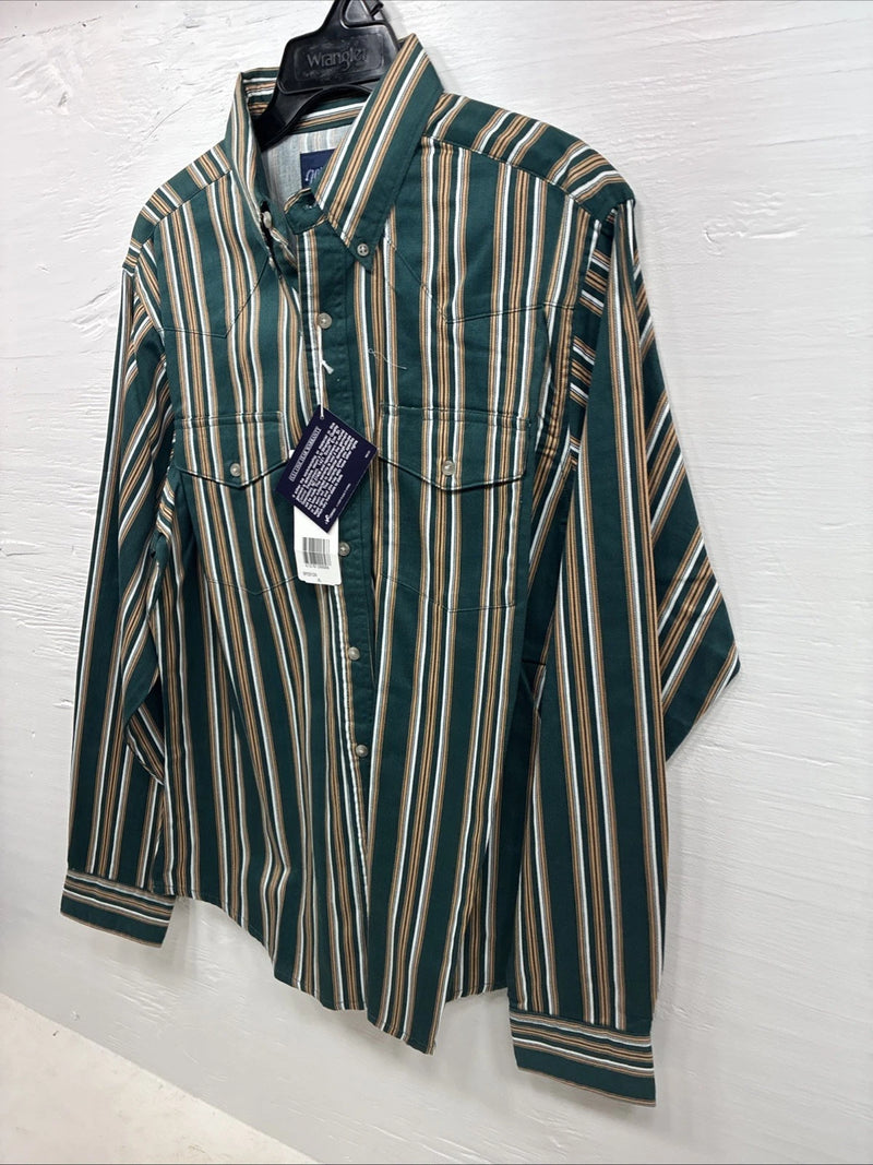 New Kids Wrangler Green Stripe Long Sleeve Button Up XL CC-89