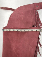 NOS Pink Show Chaps With Fringe Adjustable Waist 31” I-79