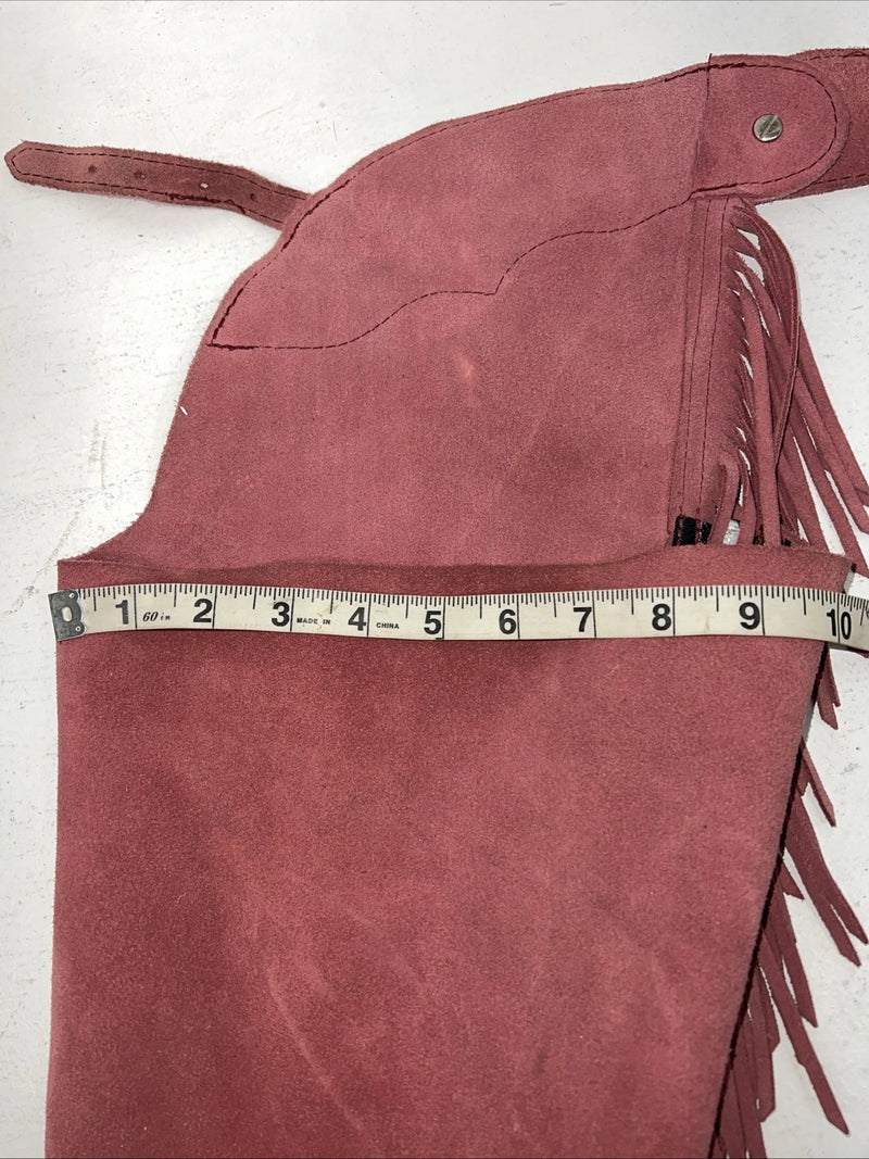 NOS Pink Show Chaps With Fringe Adjustable Waist 31” I-79