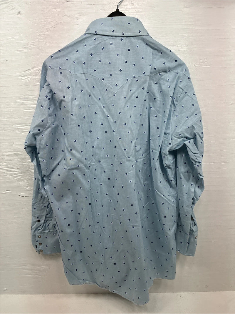 New Men’s Dickson Jenkins Blue Floral Long Sleeve Pearl Snap 17.5 XL AA-6
