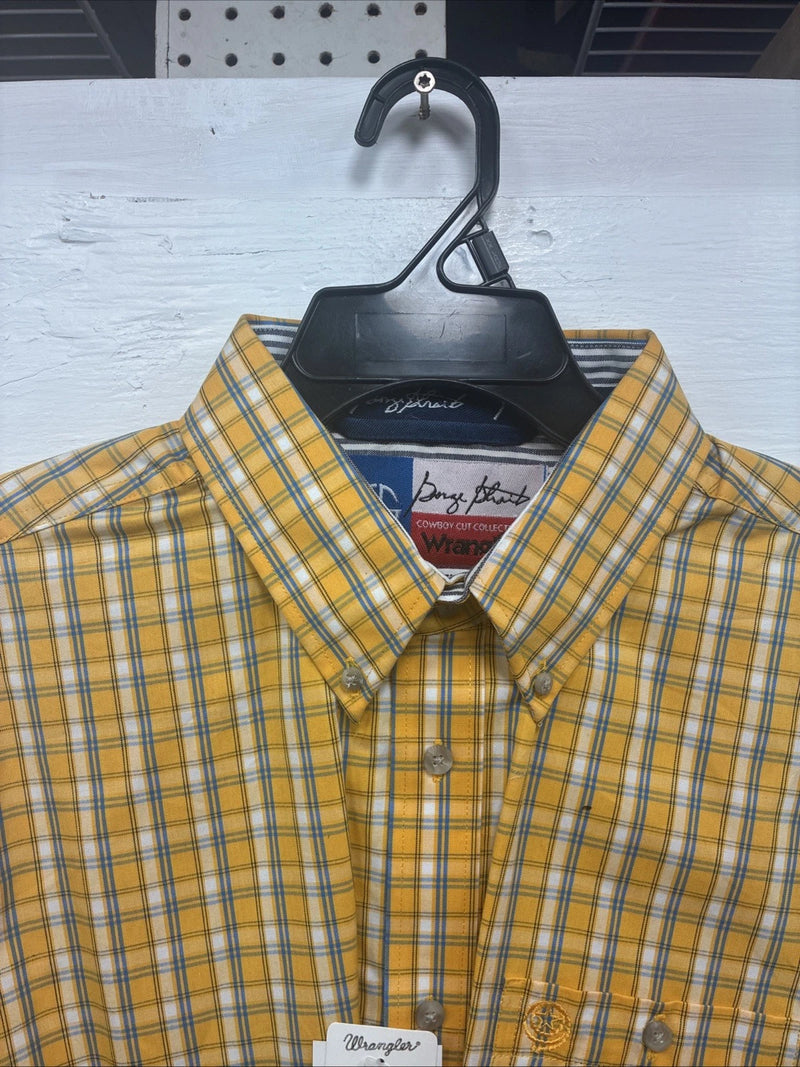 New Boys Wrangler yellow Flannel Long Sleeve Button Up 2XL F-95