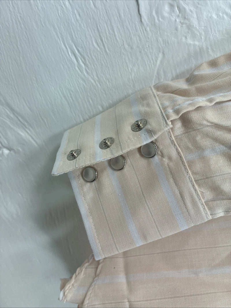 New Kids ELY Plains Tan Stripe Long Sleeve Pearl Snap Size 16 CC-115