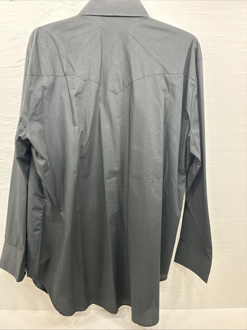 New Men’s ELY diamond Black Eagle Design Long Sleeve Pearl Snap 2XL H-38