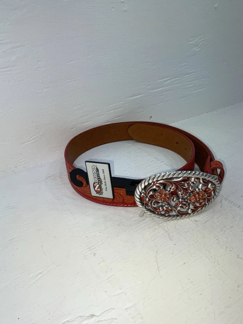 New Red Genuine Leather Nocona Tooled S Belt #N3460204 JJ-168
