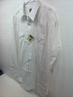 New Men’s ELY Cattleman White Designed Long Sleeve Pearl Snap 17 X. 35 XL R-34