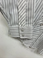 New Women’s White Horse Gray Stripe Long Sleeve Pearl Snap Small DD-117