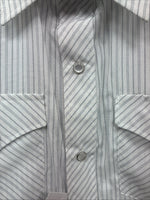 New Kids White Horse Gray Stripe Long Sleeve Pearl Snap Large DD-56