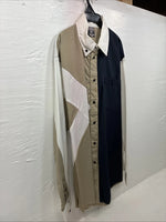 New Men’s Cowboy Threads Tan Blue Long Sleeve Button Up Large AA-21