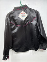 New Women’s Cumberland Black Rise Design Long Sleeve Pearl Snap Medium TT-141 
