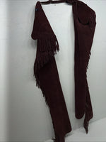 New Burgundy Congress Leather Show Chaps Adjustable Waist 31” N-23