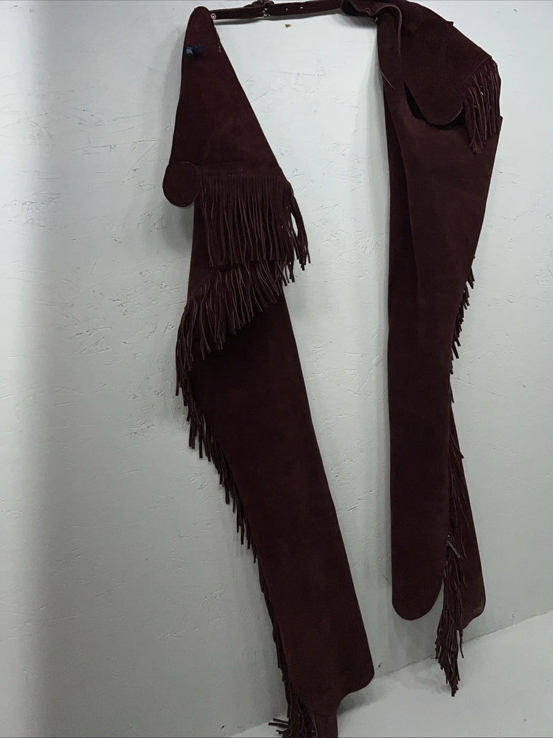 New Burgundy Congress Leather Show Chaps Adjustable Waist 31” N-23