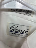 New Classix White Long Sleeve Button Up English Shirt Medium X-91