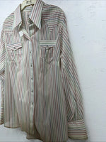 New Men’s Rainbow Striped Rockmount Ranchwear Pearl Snap Long Sleeve M I-39