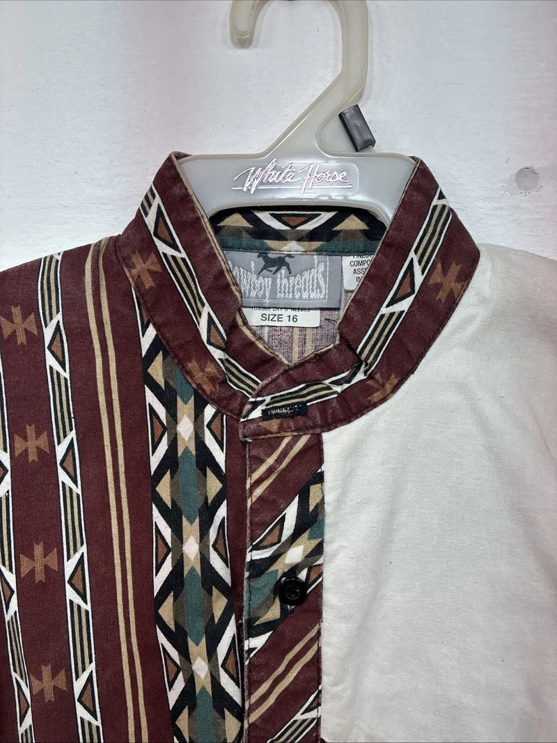 New Boys Cowboy Threads Western Design Long Sleeve Pearl Snap Size 16 DD-82