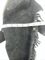 New Children’s Black Show Chaps With Fringe Adjustable Waist 24” M I-70