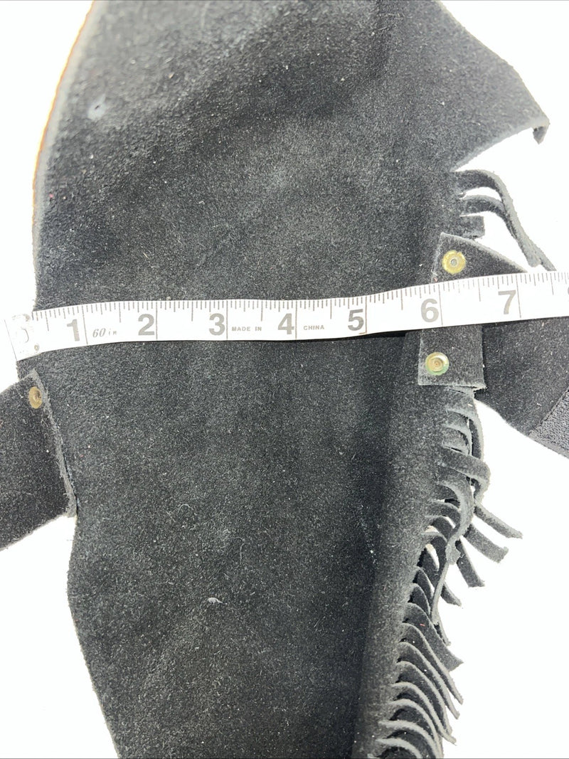 New Children’s Black Show Chaps With Fringe Adjustable Waist 24” M I-70