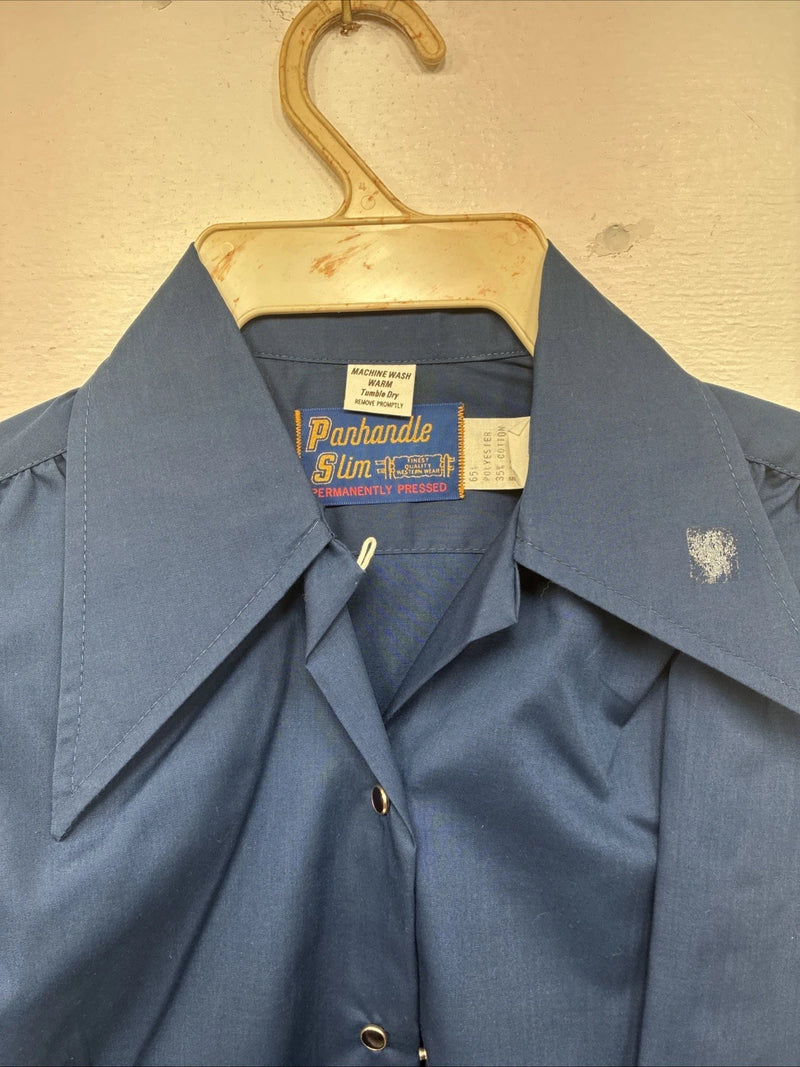 New Women’s Panhandle Slim Blue Long Sleeve Pearl Snap Size 35 KK-98