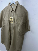 New Men’s Brown ELY Cattleman Short Sleeve Pearl Snap Shirt. 18.5 2XL S-21