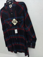 New Men’s Multicolor Plaid ELY cattleman Pearl Snap Long Sleeve Shirt. 2XL G-80