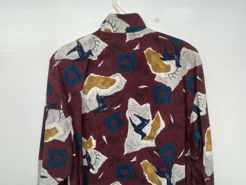 New Men’s Maroon Cowboy Threads Long Sleeve Button Up Shirt M #7904 3B-56