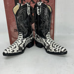 New Children’s Black And White Texas Brand Cowboy Boots. C104 11 D. 24-78