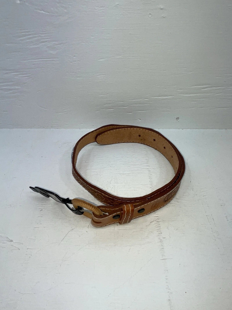 New Brown Genuine Leather Western Express Pendent And Tooled 32” Belt JJ-52