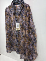 New Women’s Cumberland Purple Yellow Print Long Sleeve Pearl Snap 3XL GG-41